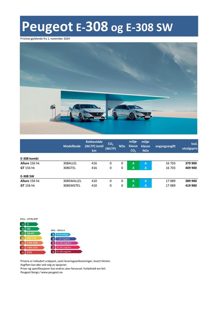 Peugeot-katalog i Drammen | Last ned prisliste for nye Peugeot E-308 | 18.9.2024 - 18.9.2025