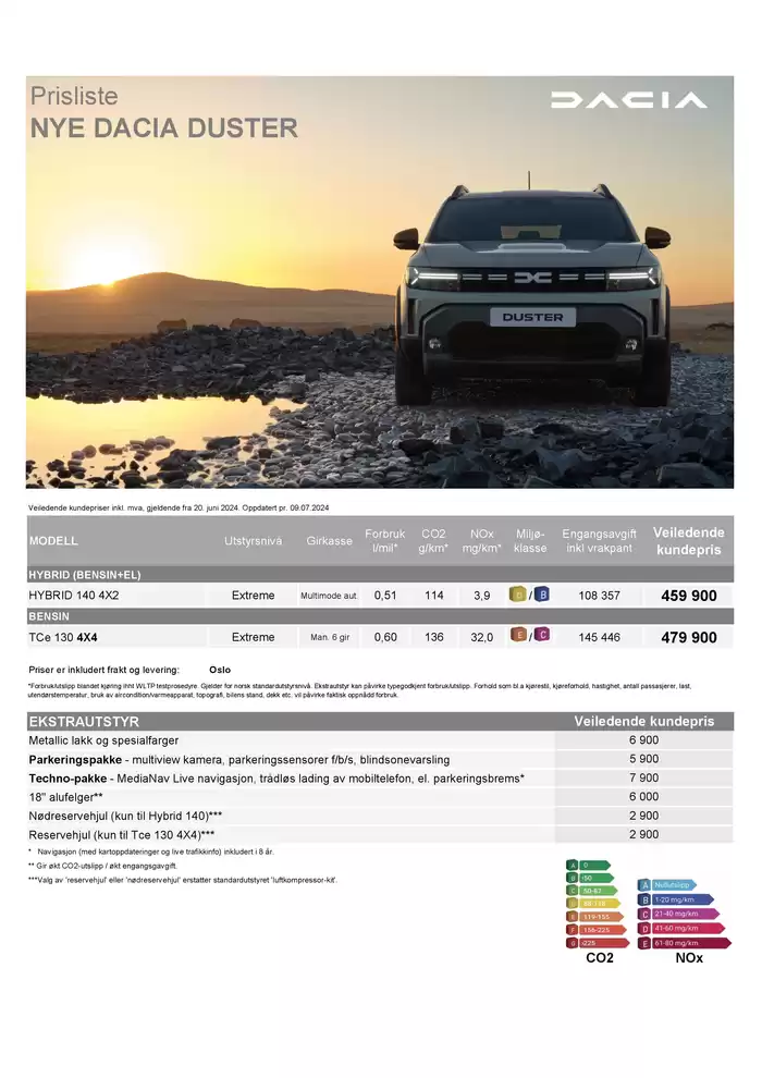 Dacia-katalog i Sandnes | Nye Dacia Duster - Prisliste | 7.10.2024 - 31.12.2024