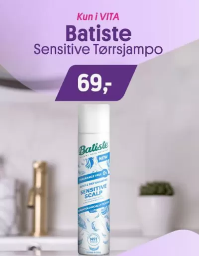 Tilbud fra Helse og skjønnhet | Batiste Sensitive Tørrsjampo de VITA | 9.10.2024 - 23.10.2024