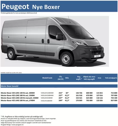 Tilbud fra Bil og motor i Tønsberg | Last ned prisliste for Peugeot Boxer de Peugeot | 16.10.2024 - 16.10.2025