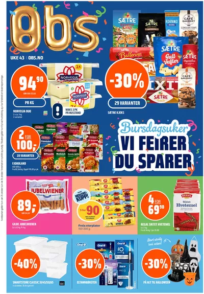 Obs-katalog i Ringsaker | Obs - Bursdagsuker vi feirer du sparer - UKE 43 | 22.10.2024 - 26.10.2024