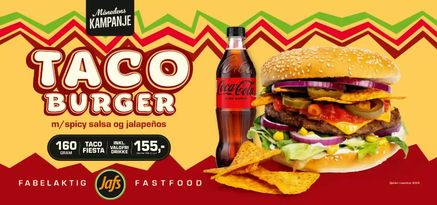 JaFs-katalog i Fredrikstad | Taco Burger | 5.11.2024 - 30.11.2024