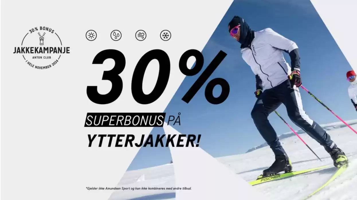 Milslukern Sport-katalog i Oslo | 30% superbonus på ytterjakker! | 6.11.2024 - 30.11.2024