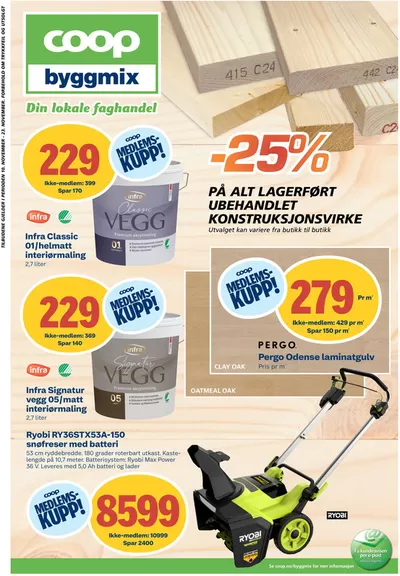 Tilbud fra Bygg og hage i Brekstad | Topptilbud for alle kunder de Coop Byggmix | 11.11.2024 - 24.11.2024