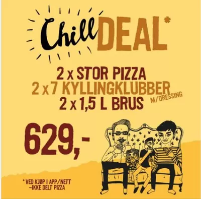 Tilbud fra Restauranter og caféer i Fredrikstad | Chill Deal!  de Pizzabakeren | 19.11.2024 - 3.12.2024