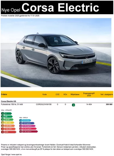 Opel-katalog i Sandvika | Prisliste Opel Corsa Electric | 25.3.2025 - 25.3.2026