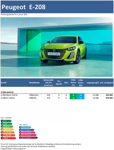 Peugeot-katalog i Sandvika | Last ned prisliste for Peugeot E-208 | 25.3.2025 - 25.3.2026