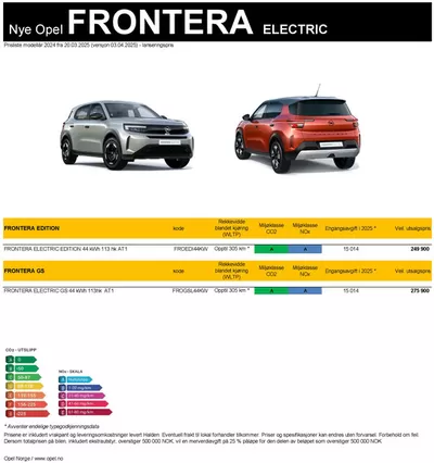 Opel-katalog i Sandvika | Prisliste Opel Frontera Electric | 26.3.2025 - 26.3.2026