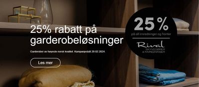 Tilbud fra Bygg og hage i Drammen | 25% Rabatt På Garderobeløsninger de Snekker'n | 26.1.2024 - 29.2.2024