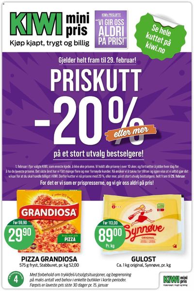 Tilbud fra Supermarkeder i Sandvika | Priskutt -20% de Kiwi | 29.1.2024 - 29.2.2024
