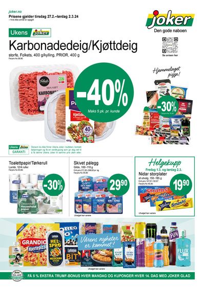 Tilbud fra Supermarkeder i Sandvika | Karbonadedeig/Kjøttdeig de Joker | 27.2.2024 - 2.3.2024