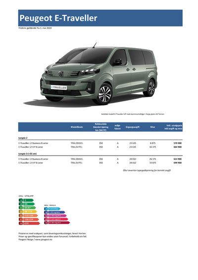 Peugeot-katalog i Arendal | Last ned prisliste for nye Peugeot E-Traveller | 7.3.2024 - 7.3.2025