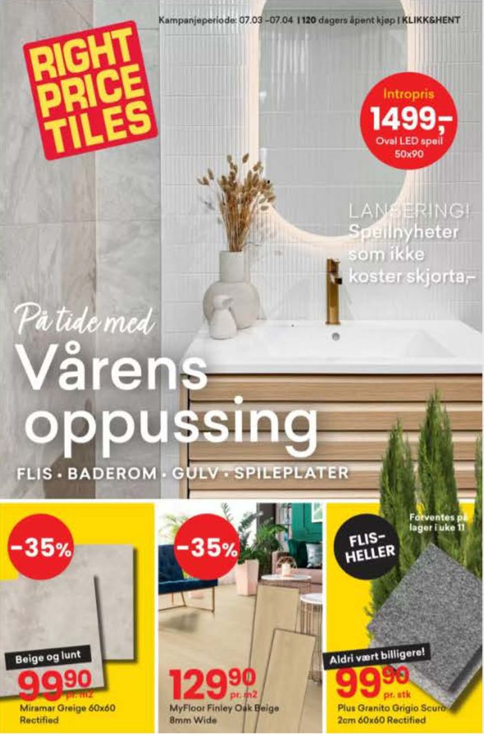 Right Price Tiles-katalog i Drammen | Right Price Tiles folder | 12.3.2024 - 7.4.2024