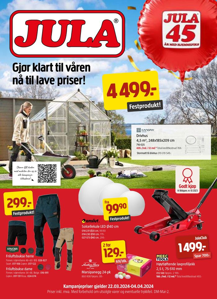 Jula-katalog i Larvik | Gjør klart til våren nå til lave priser! | 22.3.2024 - 4.4.2024