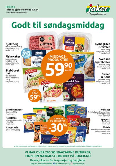 Tilbud fra Supermarkeder i Hamar | Godt til søndagsmiddag de Joker | 7.4.2024 - 21.4.2024