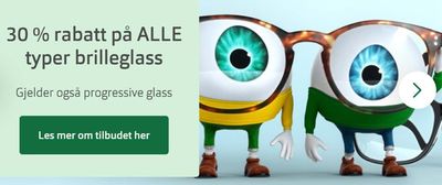 Tilbud fra Klær, sko og tilbehør i Stavanger | 30 % rabatt på ALLE typer brilleglass de Brilleland | 11.4.2024 - 29.4.2024
