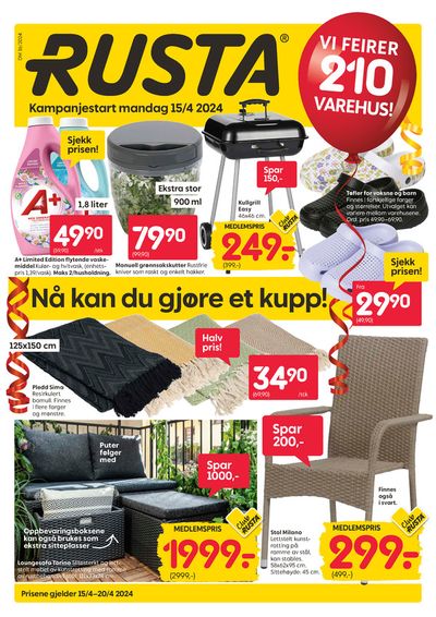 Tilbud fra Hjem og møbler i Sarpsborg | Nå kan du gjøre et kupp! de Rusta | 15.4.2024 - 29.4.2024