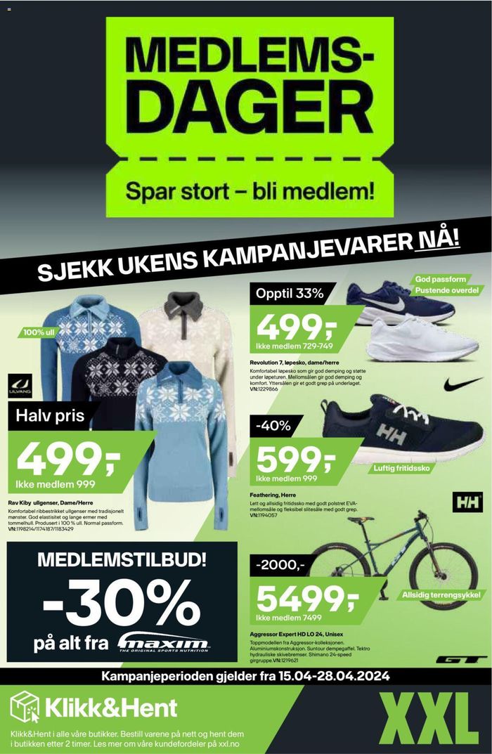 XXL Sport-katalog i Drammen | Medlems DAGER | 15.4.2024 - 28.4.2024