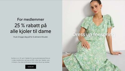 Tilbud fra Bygg og hage i Kongsberg | For medlemmer 25% rabatt på alle kjoler til dame de Lindex | 18.4.2024 - 28.4.2024