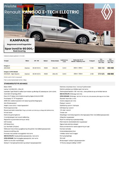 Tilbud fra Bil og motor i Billingstad | Kangoo E-Tech electric lagerbiler de Renault | 20.4.2024 - 4.5.2024