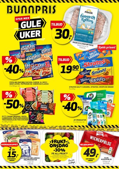Tilbud fra Supermarkeder i Kongsvinger | Bunnpris Spar mer gule uker de Bunnpris | 23.4.2024 - 7.5.2024