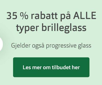 Tilbud fra Klær, sko og tilbehør i Sarpsborg | 35 % rabatt på ALLE typer brilleglass de Brilleland | 9.5.2024 - 18.5.2024