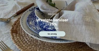 Tilbud fra Hjem og møbler i Vøyenenga | Utvalgte serviser -25% de Designforevig | 16.5.2024 - 17.5.2024