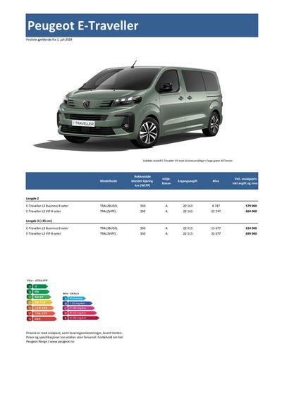 Peugeot-katalog | Last ned prisliste for nye Peugeot E-Traveller | 4.7.2024 - 4.7.2025