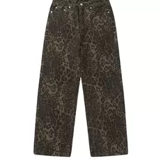 Tilbud: Baggy Leopard Print Y2k Jeans Women 2024 New High Waisted  Casual Wide Leg Denim Pants Fashion Streetwear Retro Straight Jeans kr 197,41 på AliExpress