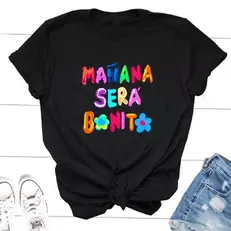 Tilbud: Manana Sera Bonito Bichota Karol G T Shirt Women Cotton Short Sleeve Print Woman Graphic T Shirts O Neck Tee Trendy Clothing kr 26,12 på AliExpress