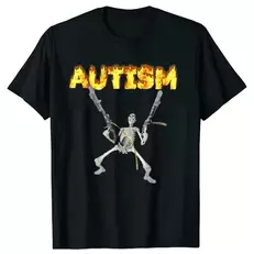 Tilbud: Retro Autism Skeleton Funny Men Women T-Shirt Neurodivergent Autism Awareness Support Graphic Tee Halloween Gifts Men Clothes kr 71,04 på AliExpress