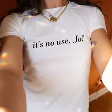 Tilbud: It's No Use Jo! Funny Letters Printed Women's Cropped Top Harajuku Summer Fashion Sexy Night Club Wear Baby Tee T Shirts Femme kr 88,44 på AliExpress