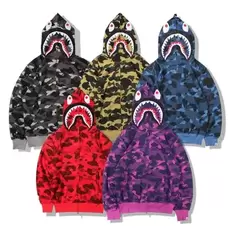 Tilbud: Trendy Fleece-lined Camouflage Circle Knit Cardigan Zip-up Hooded Sweatshirt Animal Head Tooth Print kr 227,73 på AliExpress
