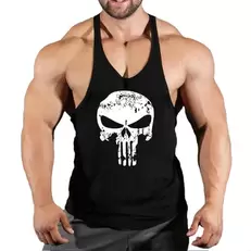 Tilbud: Skull Strong Print Clothing Bodybuilding Cotton Gym Tank Tops Men Sleeveless Undershirt Fitness Stringer Muscle Workout Vest kr 44,78 på AliExpress