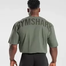 Tilbud: 2024 Men American Muscle Shark Street Fitness Gymshark Sports Short-sleeved Men's T-shirt Chris Training Strength Loose Tops kr 85,94 på AliExpress
