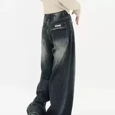 Tilbud: Women's Harajuku Style Loose Wide Leg Jeans Autumn Winter Street Fashion Retro Straight Loose Denim Trousers kr 161,89 på AliExpress