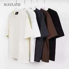 Tilbud: WAVLATII Oversized Summer T shirts for Women Men Brown Casual Female Korean Streetwear Tees Unisex Basic Solid Young Cool Tops kr 82,74 på AliExpress