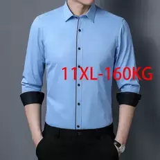 Tilbud: Men's Office Dress shirt Long sleeve loose plus size 10XL 11XL 9XL Formal dress shirt Business Casual patchwork 160KG no-iron kr 141,96 på AliExpress