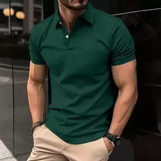 Tilbud: Best Selling Men Short Sleeve Polo Shirt Turn Down Collar Button Pure Color Top Polo Shirt Summer Casual Comfort Men's Clothing kr 61,51 på AliExpress