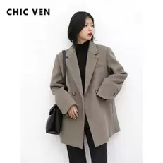 Tilbud: CHIC VEN Autumn Winter Women Coats Wool Blend All-match Mid-length Blazer Women's Woolen Overcoat Female Fashion Clothing 2023 kr 469,01 på AliExpress