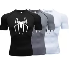 Tilbud: Men's Spider Print Compression Shirt kr 68,95 på AliExpress