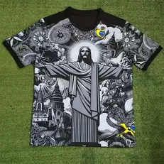 Tilbud: Summer Football Training Top Brazil Special Edition Jesus Black Grey Football Jersey Adult Children Outdoor Quick-drying Tshirts kr 58,77 på AliExpress