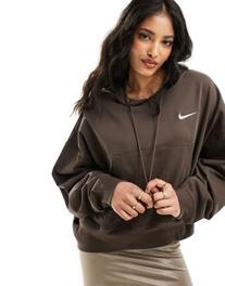 Tilbud: Nike statement jersey oversized hoodie in baroque brown kr 35 på Asos