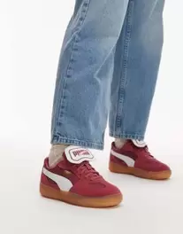 Tilbud: Puma Moda Tongue Palermo trainers in burgundy & white kr 85 på Asos