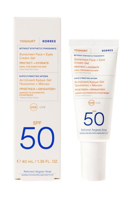 Tilbud: Korres Yoghurt Sunscreen Face & Eyes Cream-gel SPF50 40ml kr 209,3 på VITA