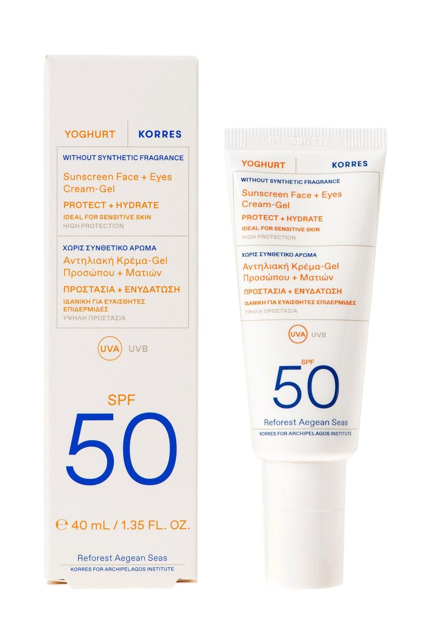 Tilbud: Korres Yoghurt Sunscreen Face & Eyes Cream-gel SPF50 40ml kr 299 på VITA