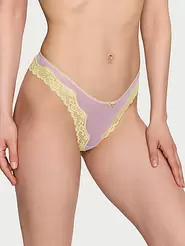 Tilbud: Tease Mesh Lace-Trim High-Leg Thong Panty kr 83,64 på Victoria's Secret