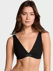 Tilbud: Wireless Ribbed Cotton Plunge Bralette kr 209,31 på Victoria's Secret