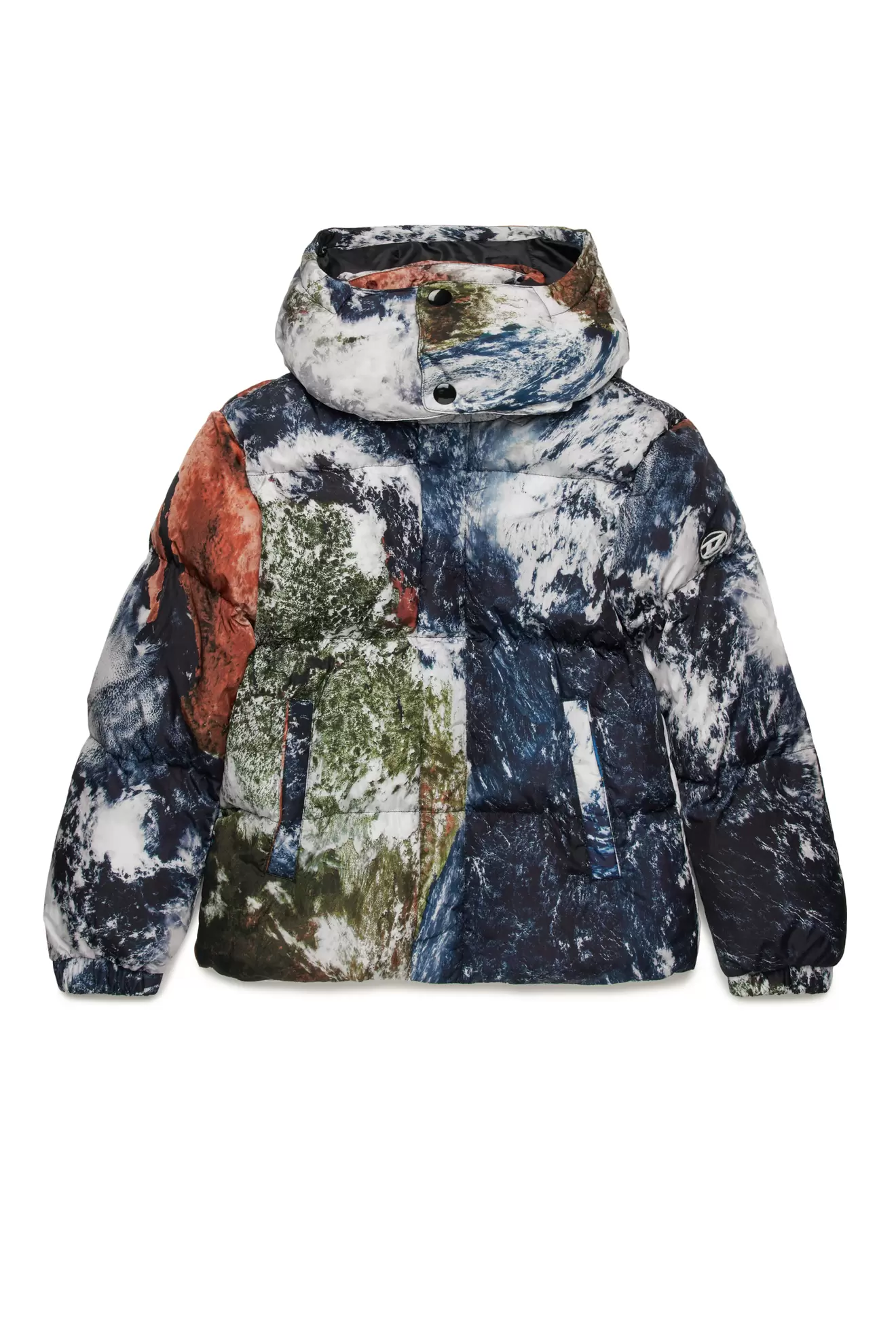 Tilbud: Puffer jacket with Planet Camo print kr 3941 på Diesel