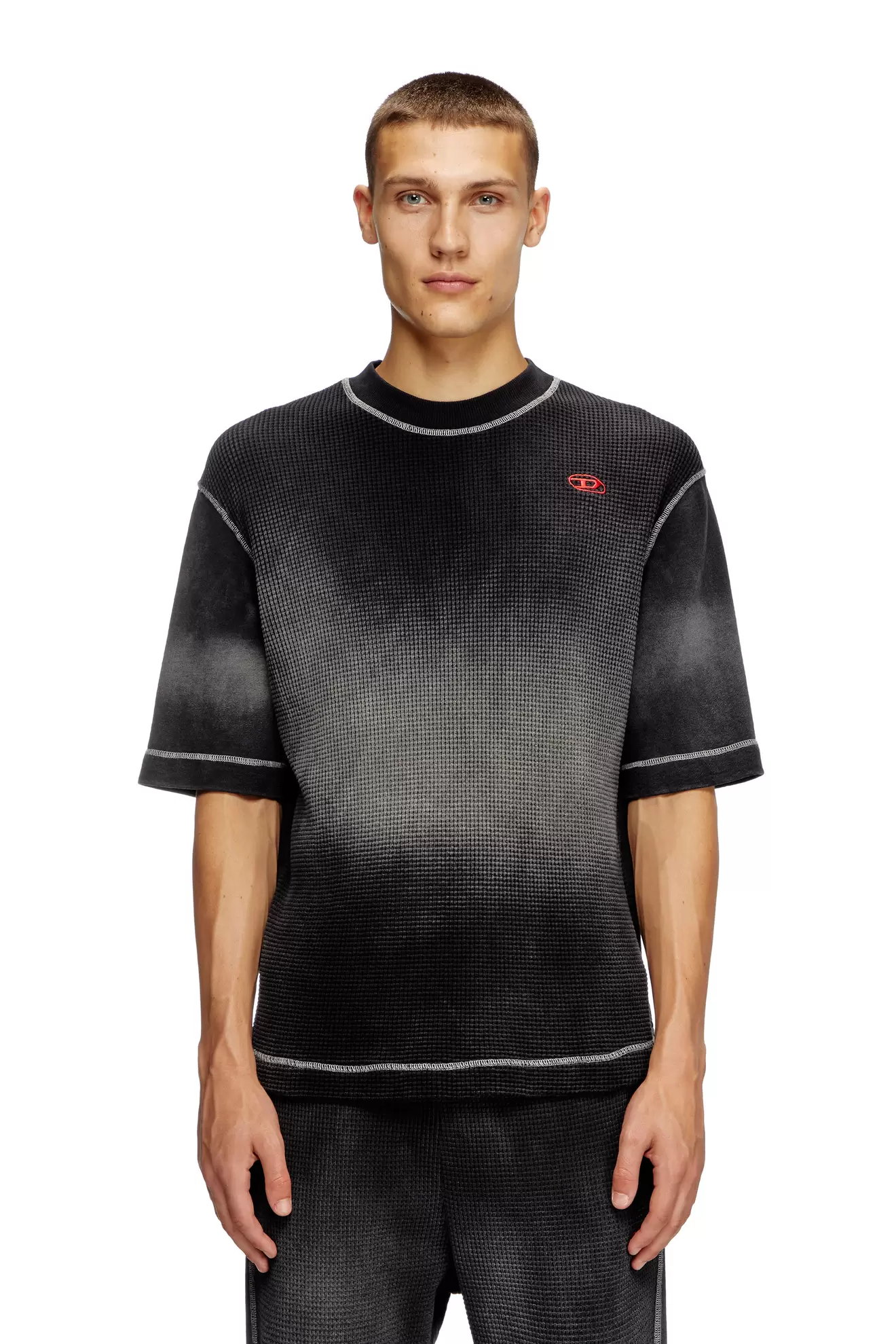 Tilbud: Waffle and jersey half-sleeve sweatshirt kr 2100 på Diesel